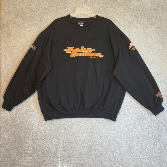 Harley-Davidson Other - Harley Davidson Motorcycles Black Sweatshirt XL Long Sleeve Multi Logo